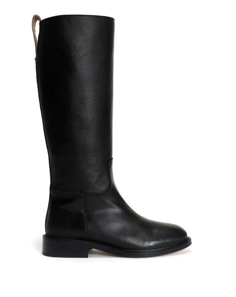 Semih Women Glossy Grained Vegetable Tanned Calf Black Boots Discover