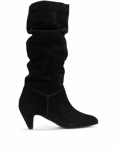 Women Jasmina 50 Stiletto Calf Suede & Sleek Leather Black Low Cost Boots