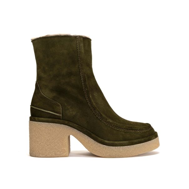Calf Suede Moss Green Women Bambie Platform Amplify Boots